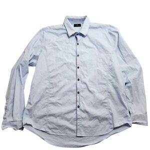 7 Diamonds Mens 3XL Light Blue Button Down Shirt Contrast Cuff Long Sleeve